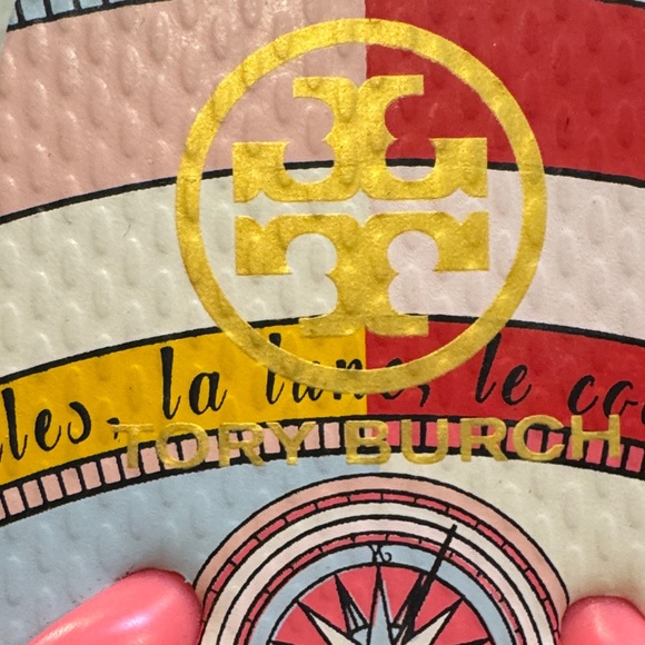 Tory Burch Vibrant Pink and Yellow Flip Flops - Picture 2 of 5